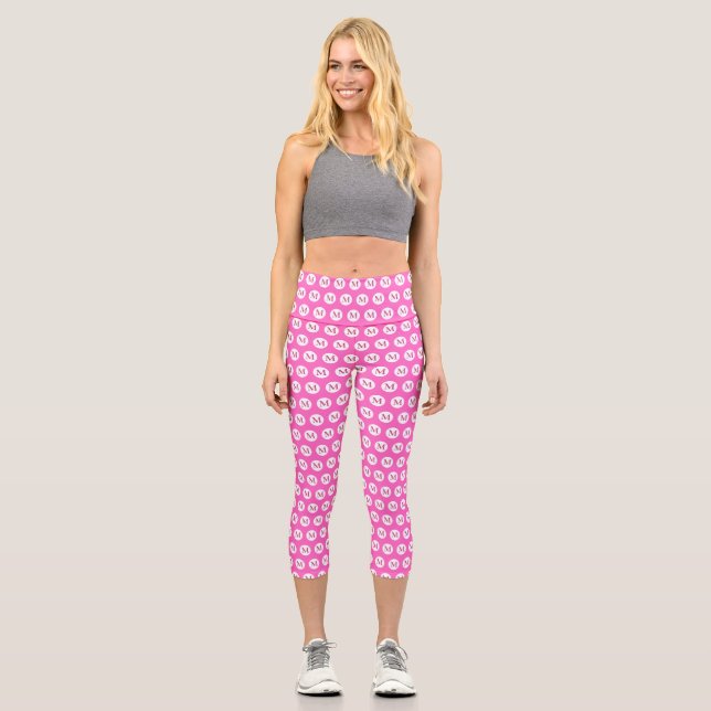 Leggings Capri Monogramme de point rose Polka (Recto)