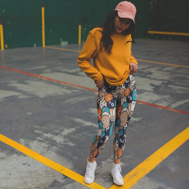 Leggings Capri Monstres amusants (Créateur téléchargé)