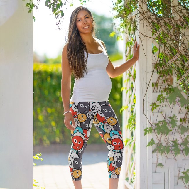 Leggings Capri Monstres Fous Colorés (Créateur téléchargé)
