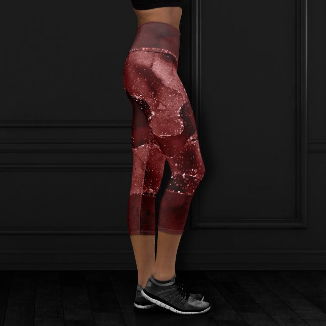 Leggings Capri Moody Agate | Henné sang rouge grenat bijou ton (Créateur téléchargé)