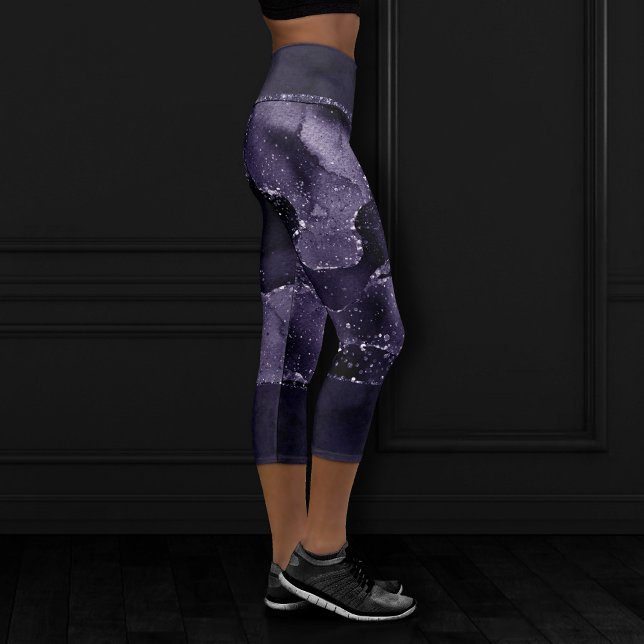 Leggings Capri Moody Agate | Midnight Indigo Deep Purple Glam (Créateur téléchargé)