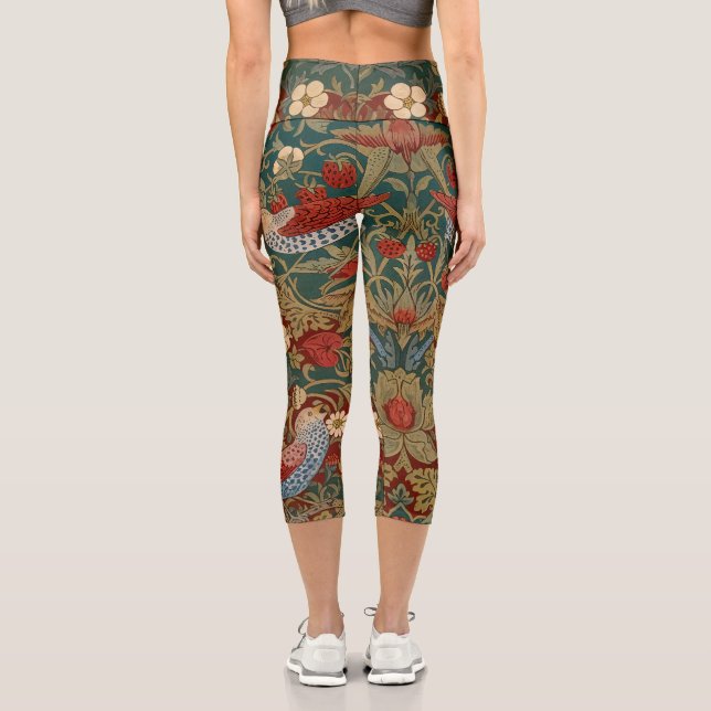 Leggings Capri Morris Strawberry Thief Vert sarcelle Rouge Art fl (Verso)