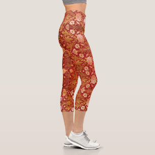Leggings Capri Morris - Vintage 1893 Rose et Motif Lily Flower
