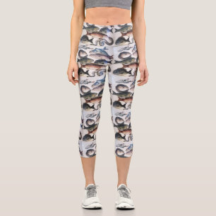 LEGGINGS CAPRI MOSAÏQUES ROMAINES ANTIQUES, POISSONS, ESPACE DE V