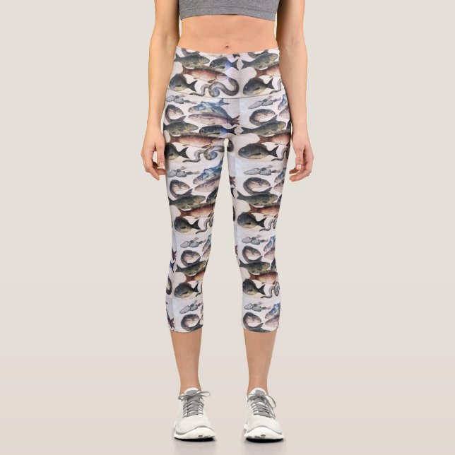 LEGGINGS CAPRI MOSAÏQUES ROMAINES ANTIQUES, POISSONS, ESPACE DE V (Recto)