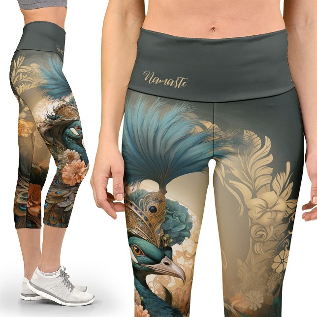 Leggings Capri Moss Green Regal Anthropomorphique Peacock Victori (Créateur téléchargé)