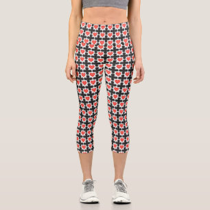 Leggings Capri Motif à carreaux en forme de croix avec des cœurs