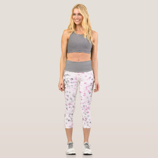 Leggings Capri Motif à points roses et noirs