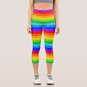 Leggings Capri Motif à rayures arc-en-ciel horizontales
