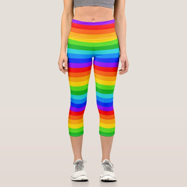 Leggings Capri Motif à rayures arc-en-ciel horizontales (Recto)