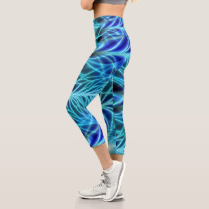 Leggings Capri Motif à répétition électrique bleu brillant
