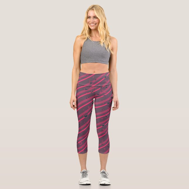 Leggings Capri Motif Abstrait moderne avec coeur (Recto)