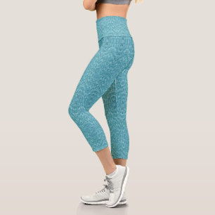 Leggings Capri Motif Abstrait Moderne Turquoise Aqua