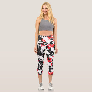 Leggings Capri Motif Abstrait Noir et blanc cristallin