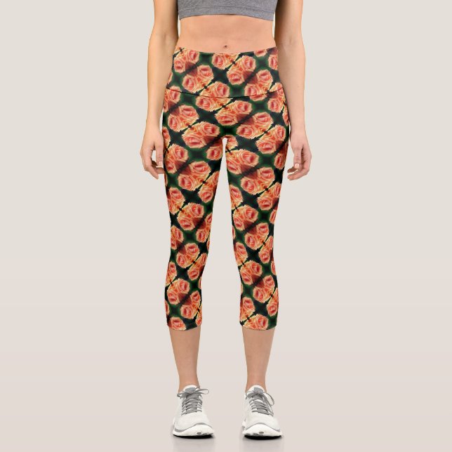 Leggings Capri Motif Abstrait Rose Peach Blooming (Recto)