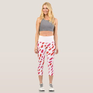 Leggings Capri 🔴 Motif Abstrait Rouge Élégant 🎨