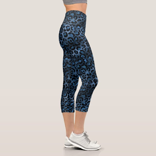 Leggings Capri Motif animal Empreinte de léopard bleu (Droite)