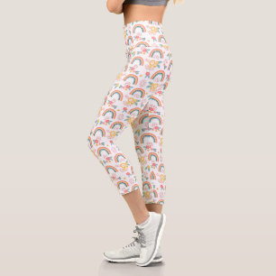 Leggings Capri Motif arc-en-ciel fleuri coloré