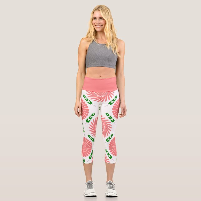 Leggings Capri motif aux fleurs roses (Recto)