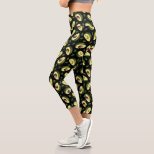 Leggings Capri Motif Avocado vert et noir