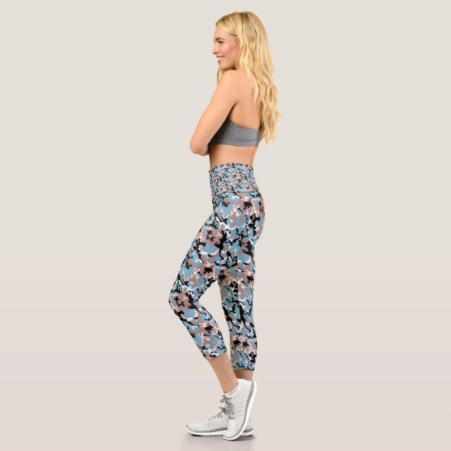 Leggings Capri Motif Camo - Rouge gris Bleu Bleu Bleu Noir (Gauche)