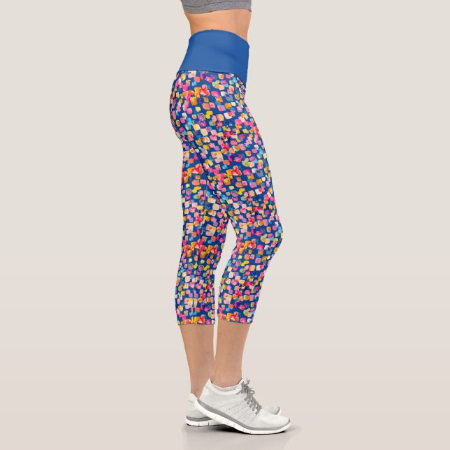 Leggings Capri Motif Carré Abstrait peint brillamment (Droite)
