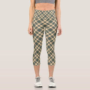 Leggings Capri Motif carreaux vert jaune