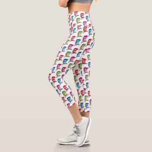 Leggings Capri Motif Chapeau Coloré du Chat au Chapeau