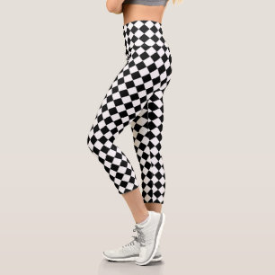 Leggings Capri Motif Chevron noir et blanc classique