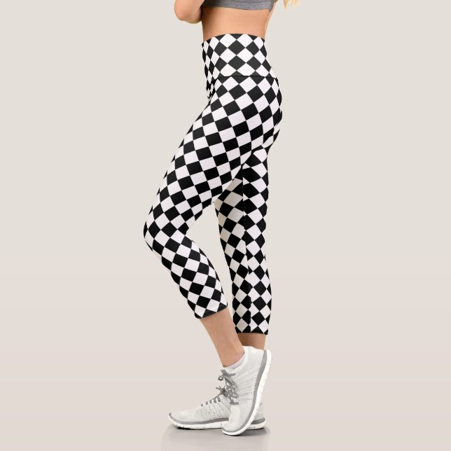 Leggings Capri Motif Chevron noir et blanc classique (Gauche)