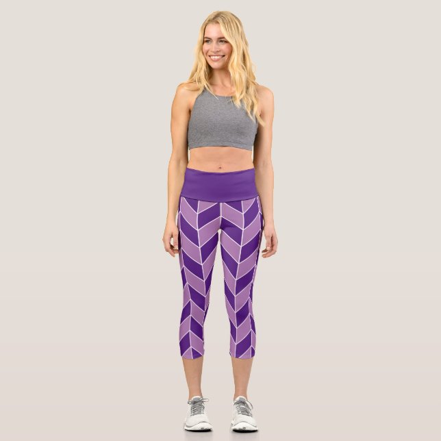 Leggings Capri Motif Chevron violet moderne (Recto)