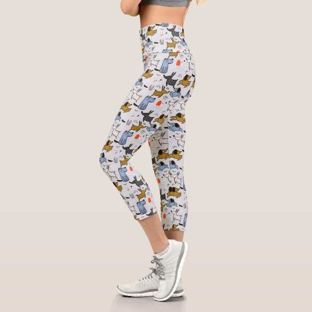 Leggings Capri Motif chien mignon Doodle (Gauche)