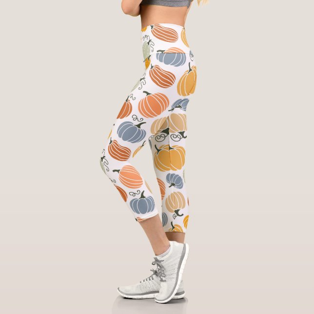 Leggings Capri Motif Citrouille d'automne coloré (Gauche)