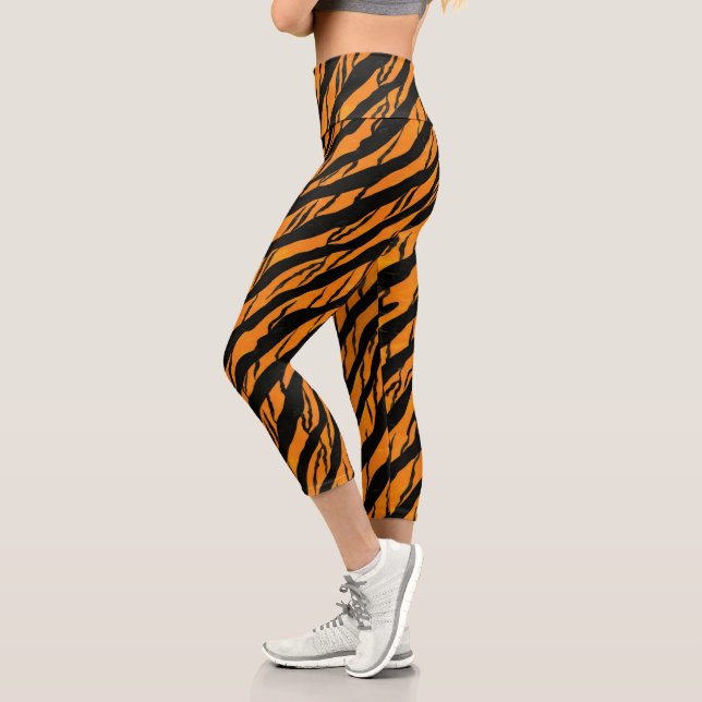 Leggings Capri Motif classique des rayures de tigre (Gauche)