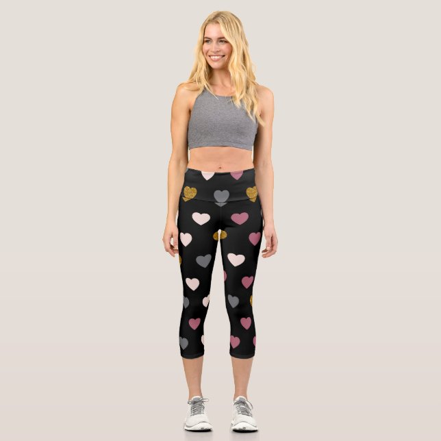 Leggings Capri Motif Cœurs 30 (Recto)