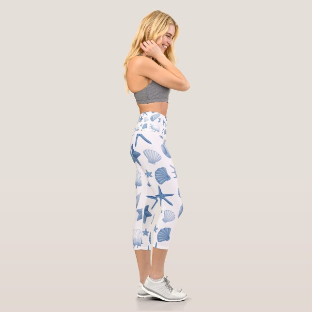 Leggings Capri Motif coquillages bleu côtier (Droite)