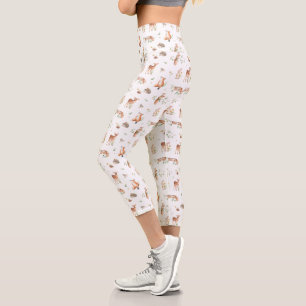 Leggings Capri Motif d'amis animaux de bois mignon