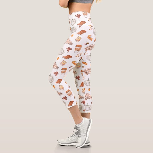 Leggings Capri Motif d'aquarelle confortable Autumn Essentials (Gauche)