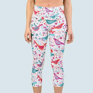 Leggings Capri Motif d'aquarelle d'oiseaux