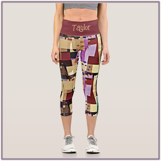 Leggings Capri Motif d'art Abstrait coloré (Créateur téléchargé)