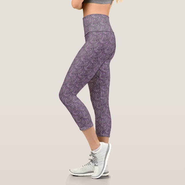 Leggings Capri Motif d'art Pale Purple Fern (Gauche)