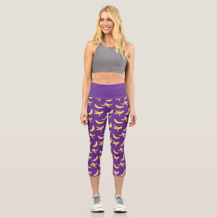Leggings Capri Motif de banane jaune rétro drôle éditable pour fê