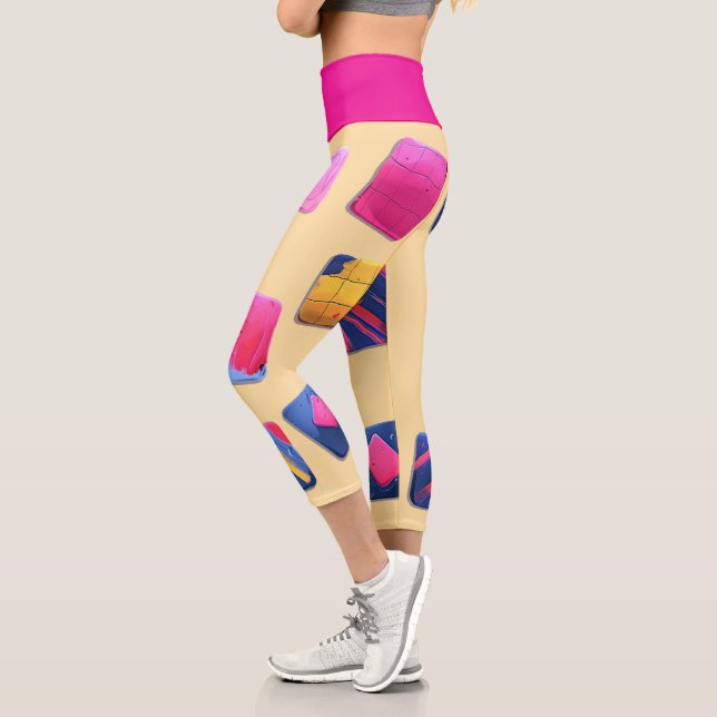 Leggings Capri Motif de blocs colorés Abstraits (Gauche)