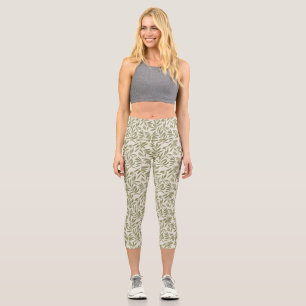 Leggings Capri Motif de branche d'olive minimal