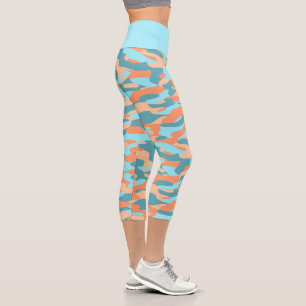 Leggings Capri Motif de camouflage bleu Turquoise orange Turquois
