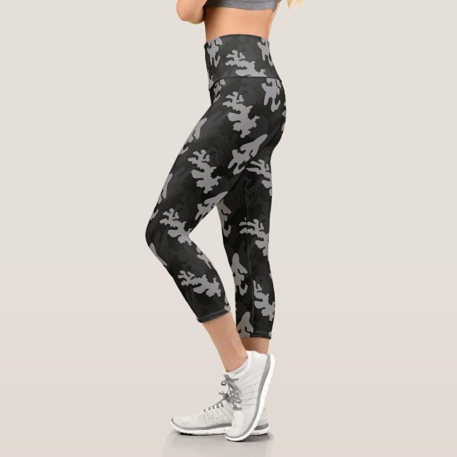 Leggings Capri Motif de camouflage noir (Gauche)