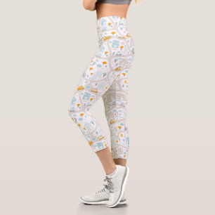 Leggings Capri Motif de carte de quartier de Cute Pastel