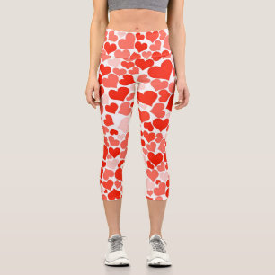 Leggings Capri Motif de coeur rouge moderne