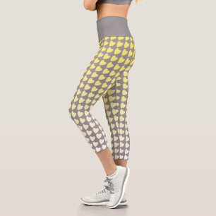 Leggings Capri Motif de coeur tendance jaune et gris