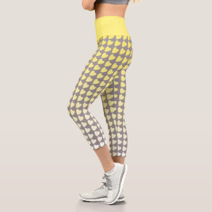 Leggings Capri Motif de coeur tendance jaune et gris